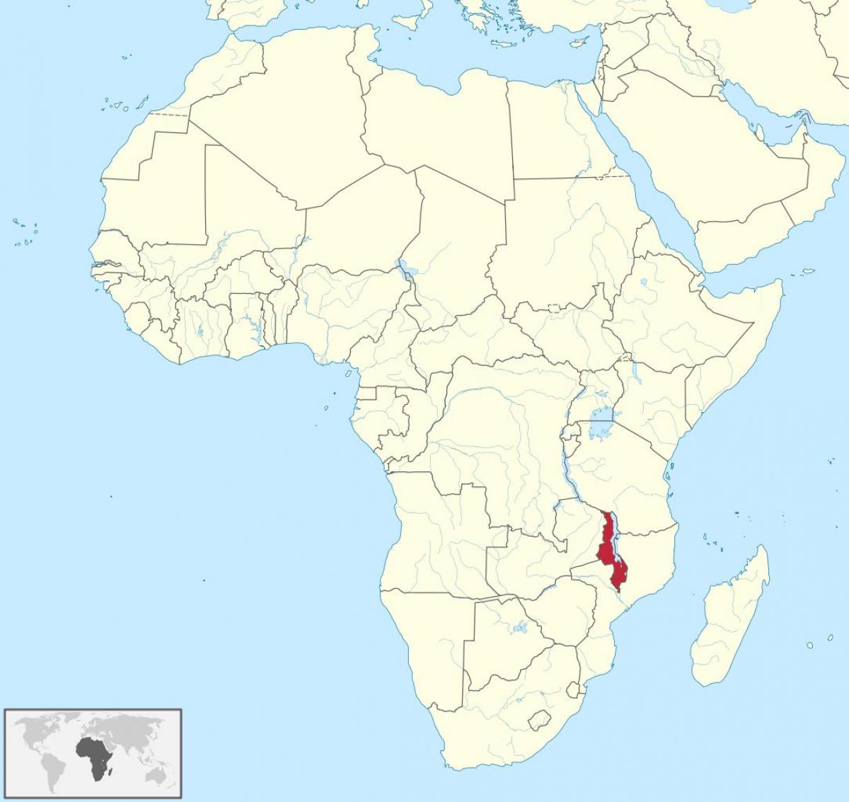 karta afrike pokazuje Malavi