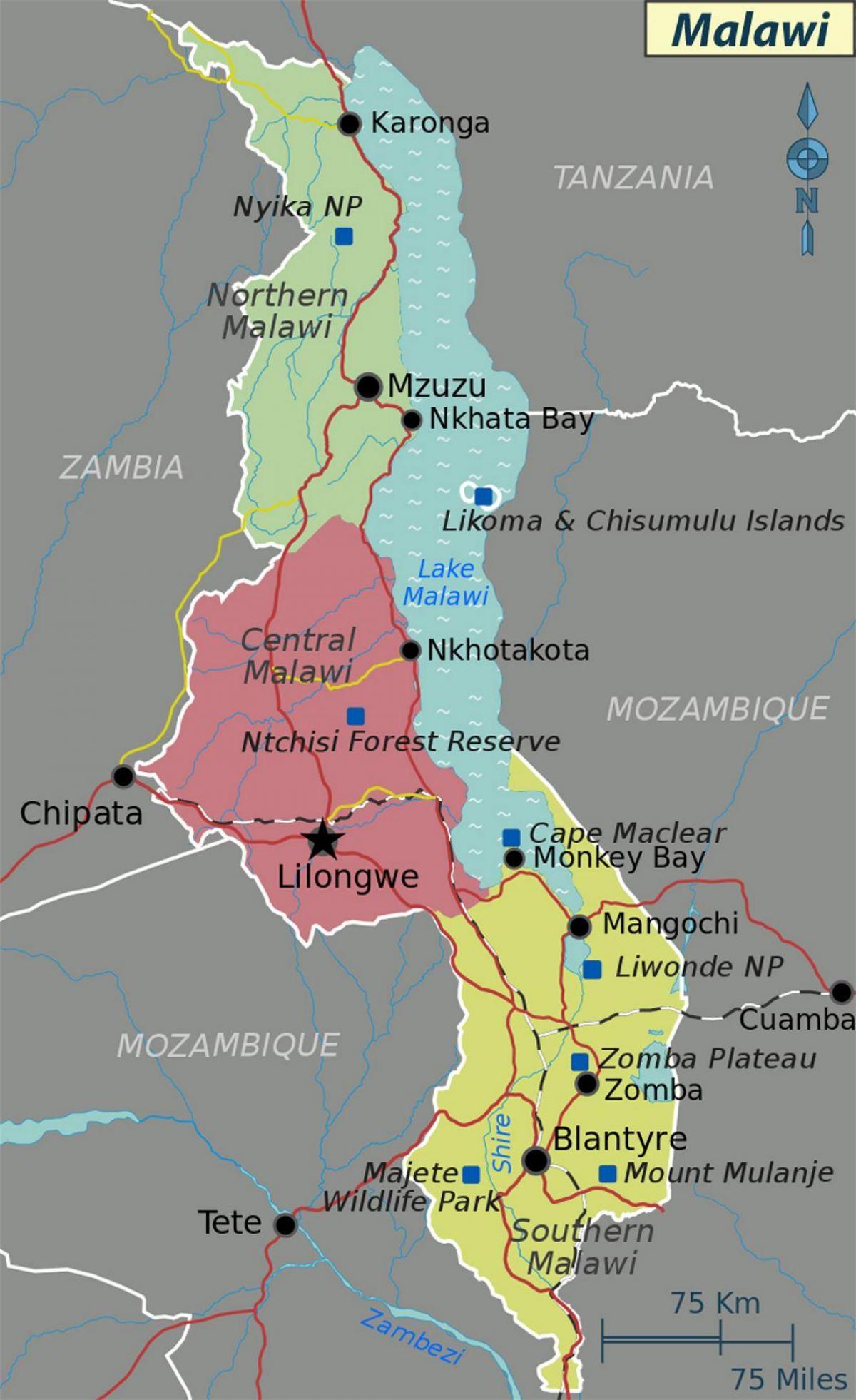 mapa jezero Malavi afrike