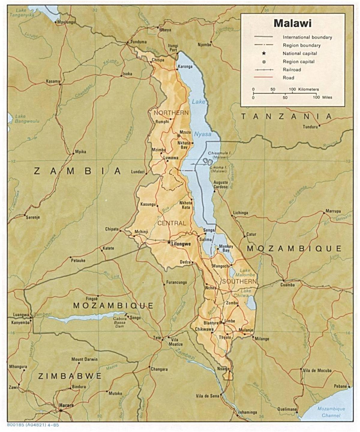 jezero Malavi na mapi