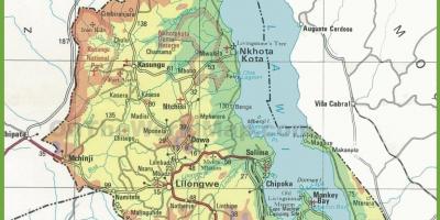 Mapa fizički mapu Malavi