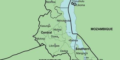 Karta u Malaviju pokazuje okruga
